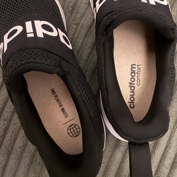 adidas Black and White Slip-On Athletic Sneakers - Picture 2 of 4